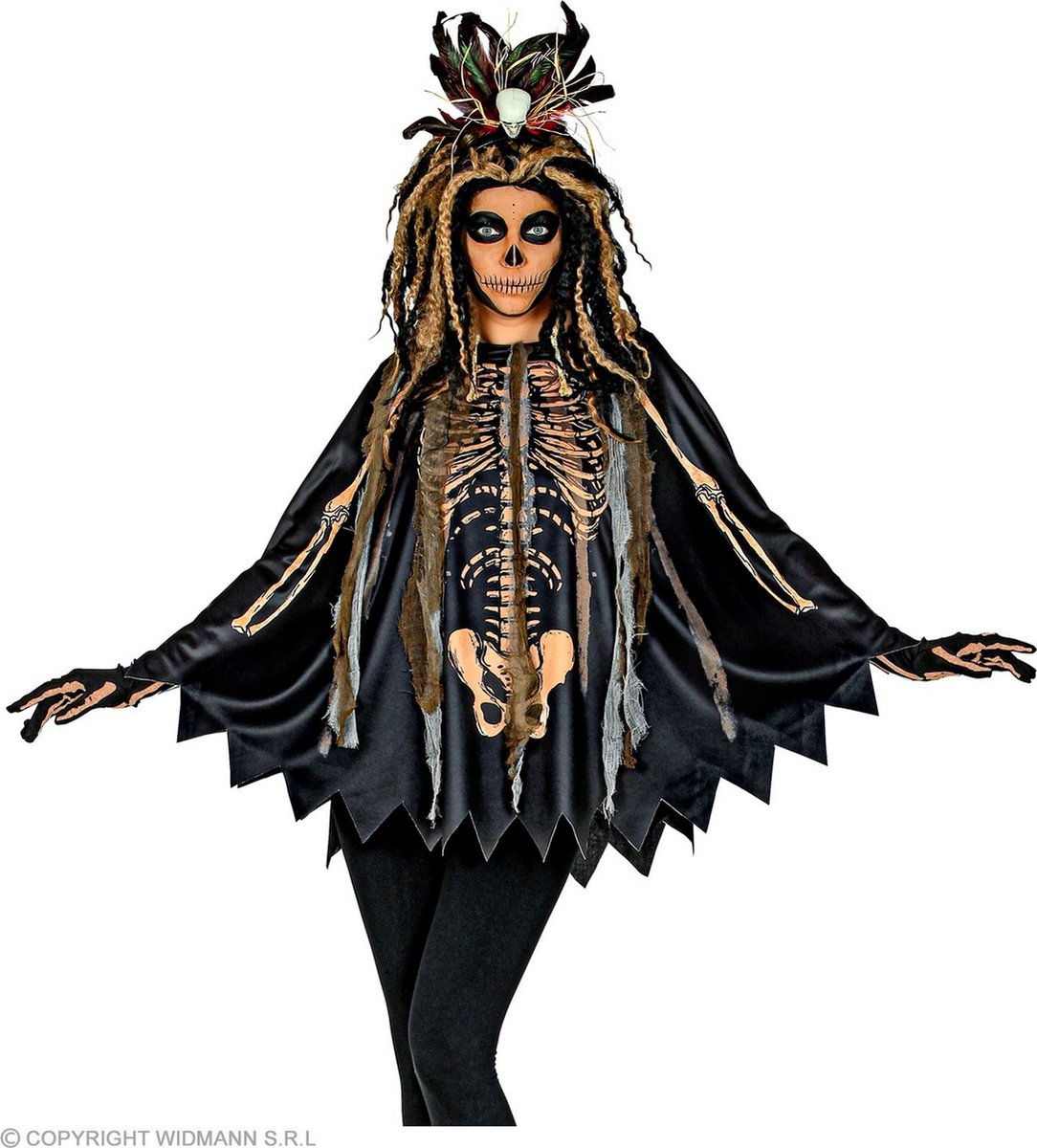 Heks & Spider Lady & Voodoo & Duistere Religie Kostuum | Voodoo Priester Mikayla Poncho | One Size | Halloween | Verkleedkleding